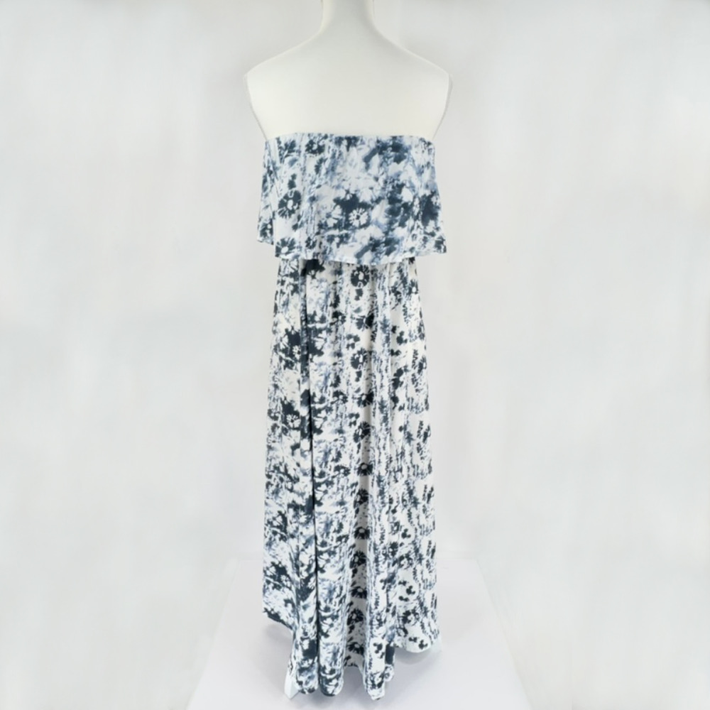 Japna Maxi Dress Women Size Medium Strapless Ruffle Tie Dye Tassel Boho Beach - Picture 2 of 12